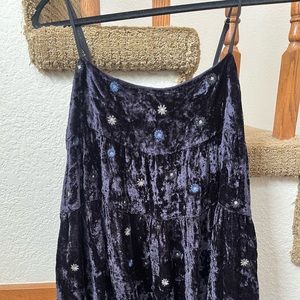 velvet embroidered mini dress